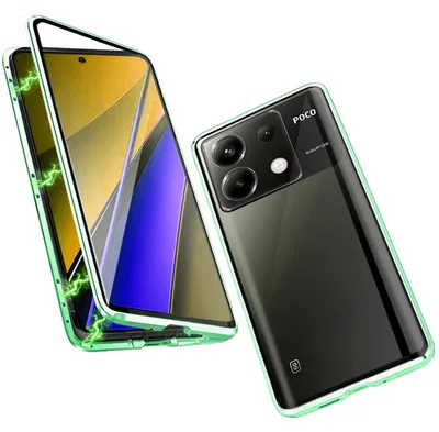 Immagine prodotto di Per Xiaomi Redmi Note 13 Pro / Poco X6 Custodia per cellulare 360 Magnet Glass Bumper Custodia in metallo Custodia Cover