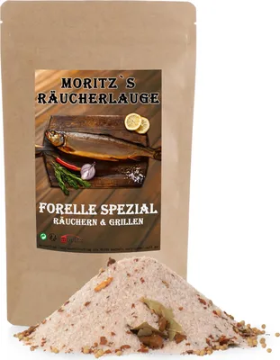 Immagine prodotto di Moritz's salamoia per affumicatura trota speciale 600g salamoia per affumicatura barbecue affumicatore pesce spezia per pesce, carne, formaggio e altro ancora
