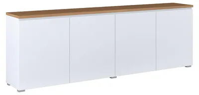Produktbild von Buffet Liko mit 4 Türen, Weiß und Holzoptik, 200cm