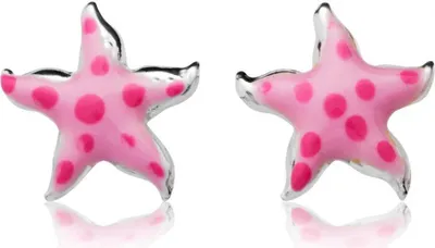 Produktbild von Unique 925 Silberohrstecker für Kinder rosa Sterne KE0062