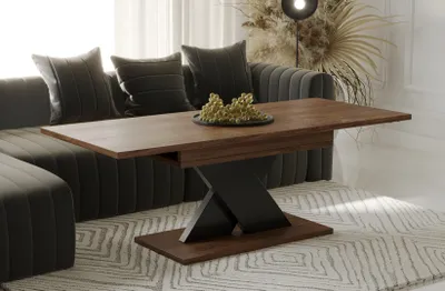 A modern living room scene with a sectional sofa and a coffee table.