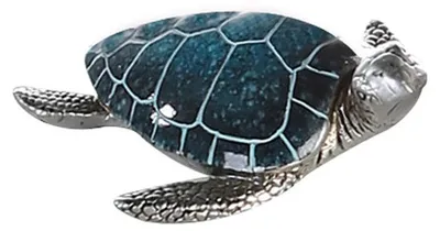 Imagen del producto de Figura de tortuga, "Josie", resina, azul y plateado, caja de 8 unidades, longitud 10 cm, anchura 10 cm, altura 4 cm. Código: 59973. Número de artículo: 4001250599739