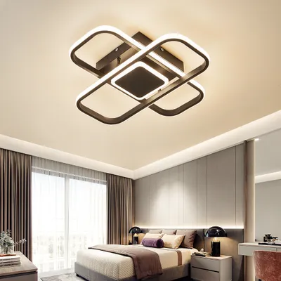 Produktbild von LED Deckenleuchte Deckenlampe SX8771B   schwarz lackierte Metallrahmen mit Fernbedienung Lichtfarbe/Helligkeit einstellbar dimmbar LED Schlafzimmerleuchte ceiling light