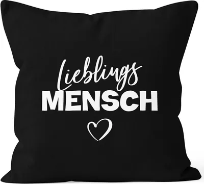 Produktbild von Kissen-Bezug Lieblings-Mensch Motiv Kissen-Hülle Deko-Kissen Geschenk MoonWorks® schwarz unisize