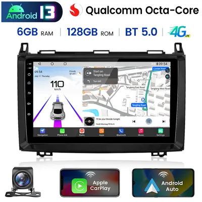 Immagine prodotto di Autoradio CarPlay Android Auto per Mercedes Benz Classe A B W169 W245 Sprinter Vito Viano VW Crafter - Processore Octa-Core, 6+128GB, GPS, BT, USB, FM