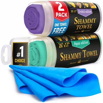 Immagine prodotto di Mighty Cleaner: 2 panni in spugna premium per auto + 1 asciugamano in microfibra in omaggio