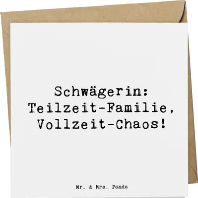 Produktbild von Mr. & Mrs. Panda Grußkarte Spruch Schwägerin Chaos - Weiß - Geschenk, Humor, Klappkarte, anlasskarte, Glückwunschkarte, Familiengeschenke, einzigartige Designs, faltkarte