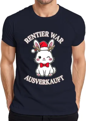 Produktbild von Rentier War t Weihnachtsgeschenk niedlicher Hase lustig Herren T-Shirt, Navy, M
