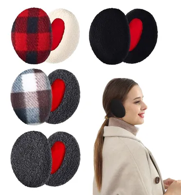 Imagen del producto de Protectores de orejas suaves, 4 pares, con forro de polar, talla XL, para los fríos inviernos