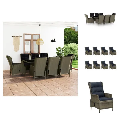 Image de vidaXL Ensemble de jardin 9 pièces avec coussins Poly Rotin Marron - Ensemble de meubles de jardin