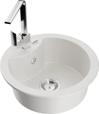 Produktbild von Mexen Diego 1-Becken-Granit-Spüle mit Mischbatterie Rita, Weiß - 6512-20-670300-00