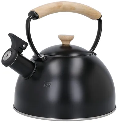 Zdjęcie produktu dla Czajnik z gwizdkiem, 1,6 l, stal nierdzewna, drewno, czarny - La Cafetière