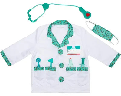 Obrázek produktu pro Melissa & Doug MPP RLP Doctor Rl Ply Costume Set GML, Kostým, Dětský, Uni, Uniforma, Lékař, Zelená, Bílá
