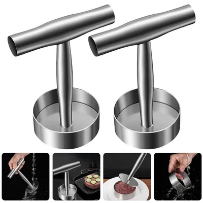Produktbild von 304 Edelstahl Burgerpresse,verstellbare schwere Fleischpressform, Antihaft-Patties-Mold,geeignet für Rindfleisch, Gemüse,Fleisch,Grill und Party,2PCS