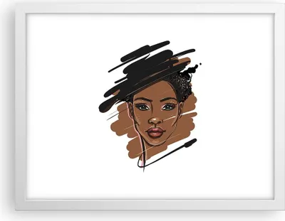 Produktbild von Gerahmtes Poster - Weißer Rahmen - Afrikanisch Modern Porträt - 40x30 cm - Wand Bild - Wanddeko - Wandbilder - Kunstposter - Wandposter - Bilderrahmen - Bilder - Kunstdruck - P2WAA40x30-4646