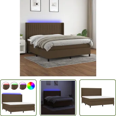 Produktbild von The Living Store Boxspringbett mit Matratze & LED Dunkelbraun 160x200 cm Stoff