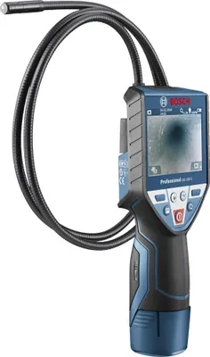 A Bosch GIC 120 C Professional inspection camera with a flexible gooseneck probe.