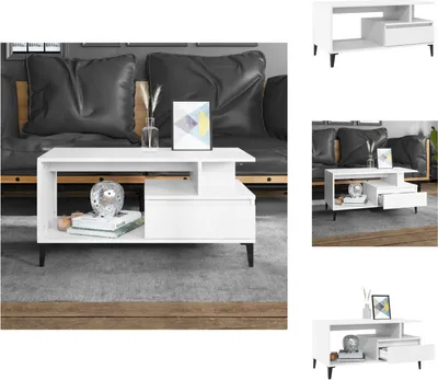 Zdjęcie produktu dla vidaXL Stolik kawowy biały 90x49x45 cm materiał drewnopochodny - Stoliki kawowe