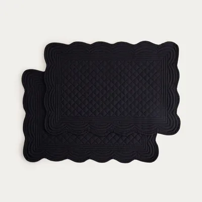 Zdjęcie produktu dla HOMLA Maty stołowe VELA czarne prostokątne z pikowaniem, zestaw 2 szt. 30x45 cm