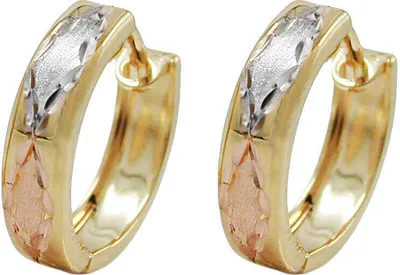 Produktbild von Paar Creolen 12x3mm tricolor aus 375 Gold Gelbgold teilrhodiniert rotvergoldet