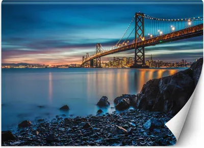 Obrázek produktu pro Nástěnná malba medium sanfranciský most tapeta na stěnu 200x140 cm barva Modrá téma Města a architektura