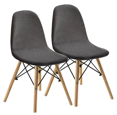 Produktbild von Elastische Jacquard Stuhlbezüge 2er-Set Dunkelgrau Universell Maschinenwaschbar