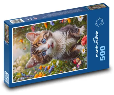 Obrázok produktu pre Puzzle 500 Mačiatko v Kvetoch - martinpuzzle