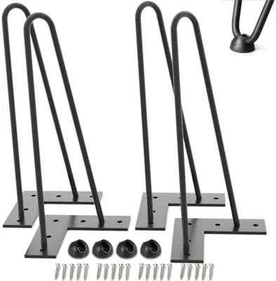 Produktbild von PolkaHome® 4 Stück Metall-Haarspiegel-Tischbeine, 40 cm, Schwarz, DIY für Couchtisch & Esstisch