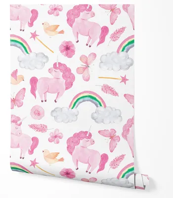 Obrázek produktu pro Vliesová tapeta jednorožec duha dětský pokoj 2x2,5 bílá-růžová