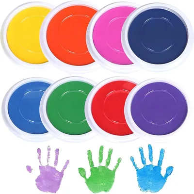 Produktbild von Omgoods – Set mit 8 farbigen Stempelfarben für kreatives Fingerpainting und Stempeln