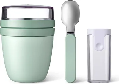 Produktbild von Mepal | Klapplöffel Set mit Lunchpot Ellipse | praktisches Design für Joghurt & Müsli | gefrier- mikrowellen- & spülmaschinengeeignet | Nordic Sage