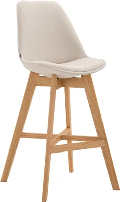 Produktbild von CLP Barhocker Cannes Stoff  mit Rückenlehnen und Fußstütze | Farbe creme Gestell Farbe natur