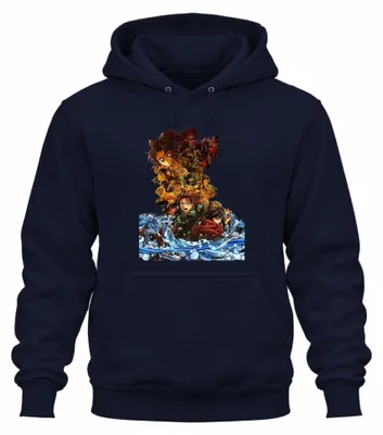 Immagine prodotto di Kimetsu no Yaiba Demon Slayer Tanjiro Nezuko Zenitsu Inosuke Felpa con cappuccio Unisex, Navy, M
