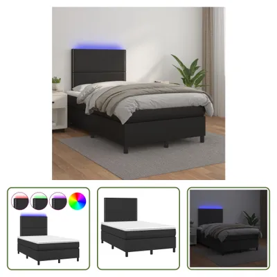 Produktbild von The Living Store Boxspringbett mit Matratze & LED Schwarz 120x200 cm Kunstleder