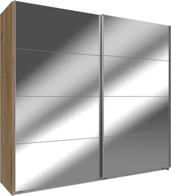 Produktbild von Schwebetürenschrank Easy Plus 225x65x210cm Kleiderschrank weiß plankeneiche Vollspiegel (17958)