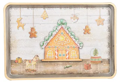 Image de Clayre & Eef Plateau 32x22x2 cm Marron Mélamine Noël