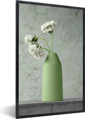 Produktbild von MuchoWow® Gerahmtes Poster Blumen - Weiß - Stilleben 60x90 cm - Poster mit Schwarzem Bilderrahmen Wandposter Rahmen Foto Bilder - Kunst