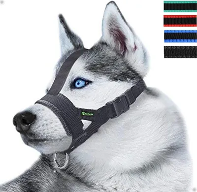Produktbild von Maulkorb aus Nylon für Kleine,Mittlere und Große Hund, Verstellbare Maulkorb um Hunde vom Beisen, Bellen und Kauen abzuhalten(L,Schwarz)
