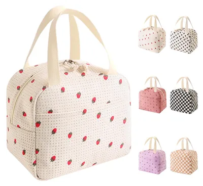 Isolierte Lunchtasche 10L, Erdbeermuster, Kühltasche für unterwegs