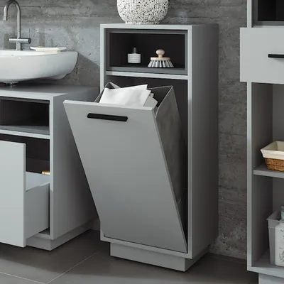Zdjęcie produktu dla Szafka na pranie Vicco Beatrice Szary/antracyt 38 x 93 cm z wyjmowaną kieszenią wewnętrzną, Model 54897