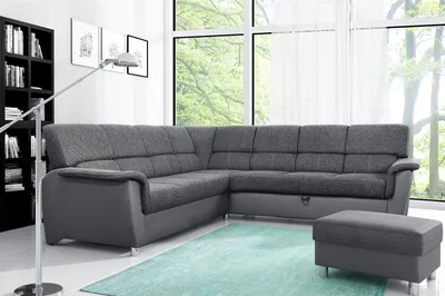 Produktbild von Couchgarnitur Riccardo inkl. Hocker L-Form mit Schlaffunktion Grau