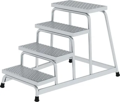 Produktbild von Arbeitspodest starr | 4 Stufen | Aluminium-Lochblech | Rutschfeste Kunststoffschuhe