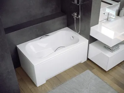 Produktbild von Badewanne ARIA REHAB plus 120x70 mit Füßen , mit Siphon mit Schürze