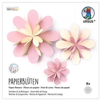 Image de Ursus 2426 00 02 - Papier décoratif "fleurs", 12 feuilles, 22,5 x 22,5 cm, 300 g/m², carton photo