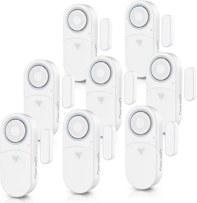 Immagine prodotto di BEARWARE 8x allarme finestra / allarme porta, segnale acustico forte da 120 dB, sensore di allarme rilevatore di apertura finestra (per porte e finestre, protezione antieffrazione, con batterie, sistema di allarme)