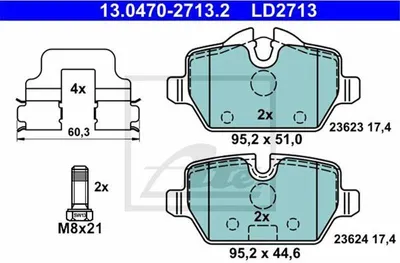 Zdjęcie produktu dla Klocki Hamulcowe Bmw Tył 1/3 1,6-2,0 03-13 Ceramic
