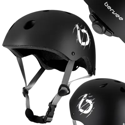 Zdjęcie produktu dla Kask rowerowy na rolki rower hulajnogę Bervee nino M (55-60 cm) czarny