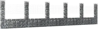 Obrázek produktu pro vidaXL Gabionový koš ve tvaru písmene U se 6 sloupky Žehlička 620x20x150 cm
