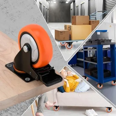 Produktbild von 4er Set Lenkrollen 100 mm mit Bremse, Schwerlastrollen mit einer Tragkraft von 800 kg, geräuschlose Rollen für Möbel- und Industrietransport