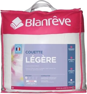 Image de Couette Légère Microfibre BLANREVE, 240 x 260 cm, Blanc, Garnissage 200g/m²
